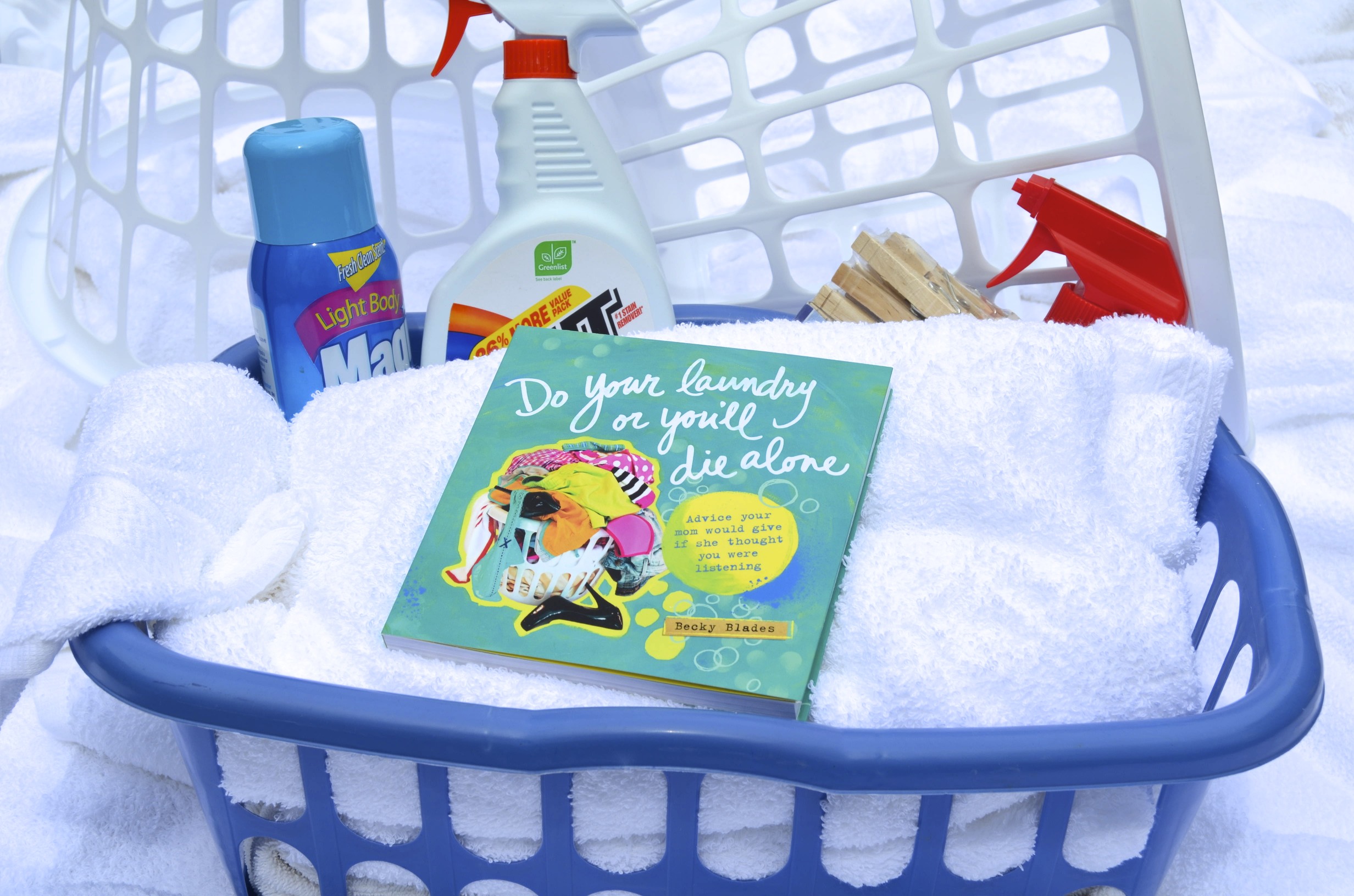 do your laundry or you'll die alone book in laundry basket